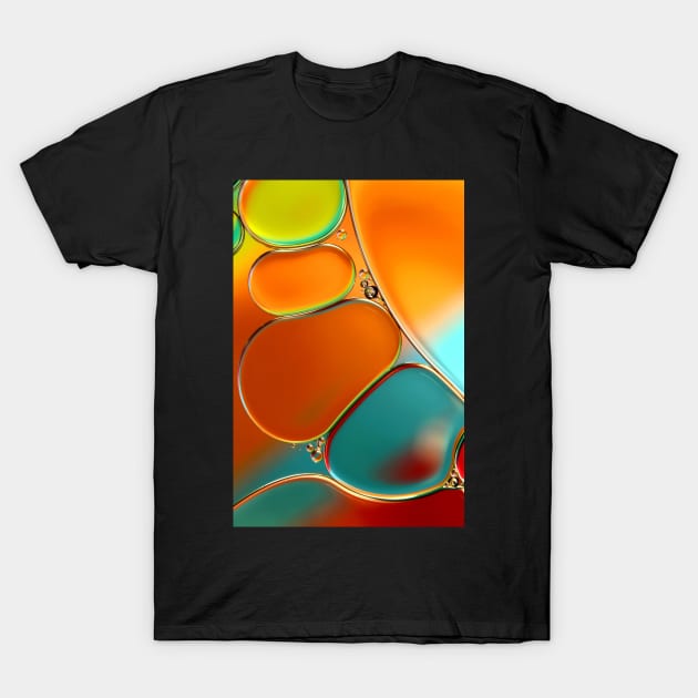 Oil & Water Abstract in Orange T-Shirt by SharonJ